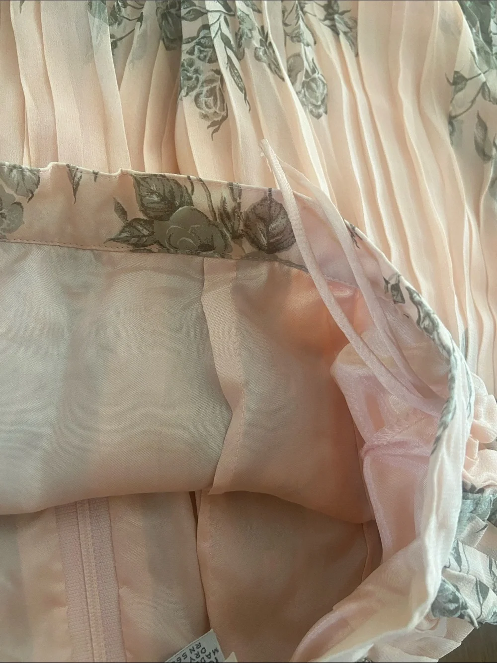 Vintage Silk Pleated Pink Floral Tiered Midi Skirt Romantic Fairycore XS